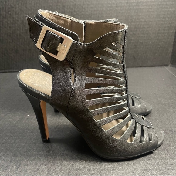 Vince Camuto Open Toe Heeled Gladiator Buckle/Zipper Ankle booties 5.5M Like New - Picture 4 of 14